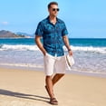 thumbnail image 7 of Men's Hawaiian Shirts Casual Tropical Shirt Short Sleeve Holiday Aloha Hawaii Shirt Blue, 7 of 7