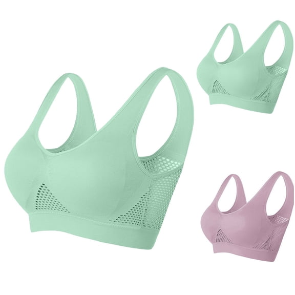 ibuvkizy Sports Bras for Women Wirefree Mesh Breathable Underwear,Women Seamless Sports Bra Wirefree Yoga Bra With Removable Pads,Comfort Full Figure Bralettes