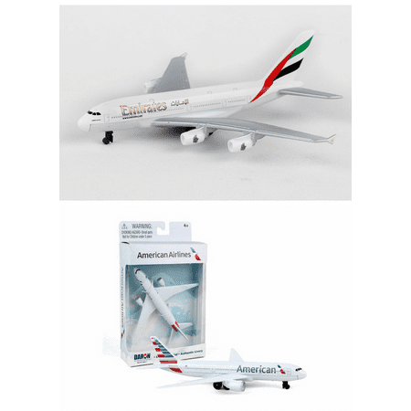 Emirates, American Airlines Diecast Airplane Package - Two 5.5