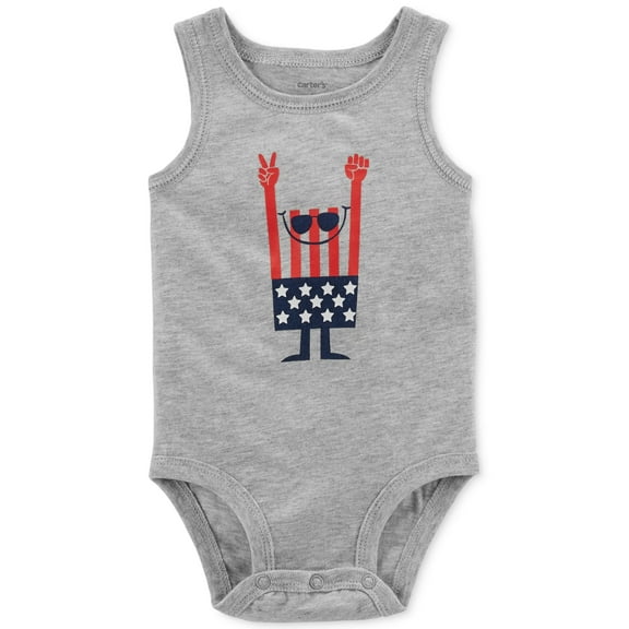 Carters Graphic Print Cotton Bodysuit Baby Boys Heather 12 Months