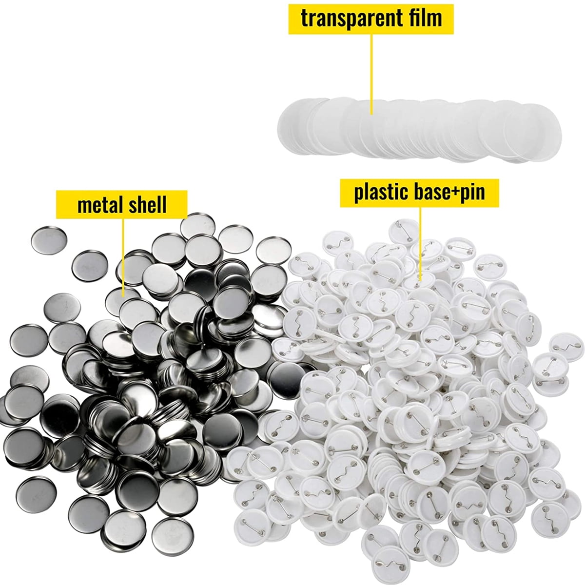 100 Sets Blank Badge Button Maker Parts, 25MM Plastic/Metal Button Parts Badge Press Machine ,Beginner-Friendly