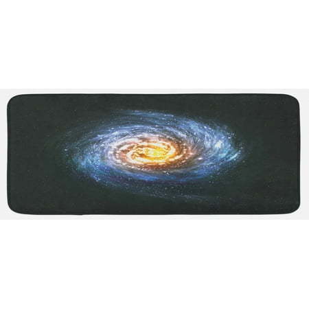 

Galaxy Kitchen Mat Colorful Nebula Spiral Design in Space Stardust Orbit Infinity Universe Print Plush Decorative Kitchen Mat with Non Slip Backing 47 X 19 Blue Yellow Black by Ambesonne