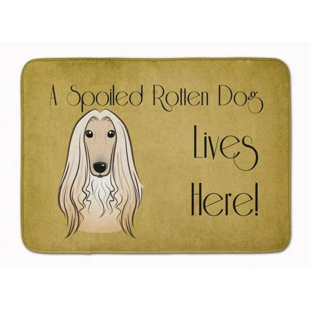 Carolines Treasures BB1492RUG Afghan Hound Spoiled Dog Lives Here Machine Washable Memory Foam Mat