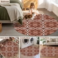 thumbnail image 5 of Round Rugs 3Ft, Brown Boho Round Area Rug Washable Indoor Throw Carpet, Retro Farmhouse Abstract Floral Motifs Small Non Slip Circle Rug for Bedroom Living Room Home Decor Aesthetic, 5 of 8