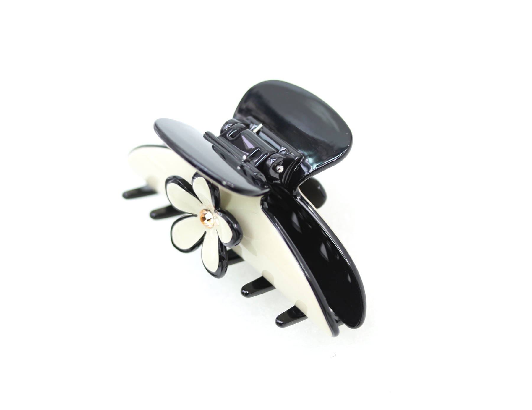 Faship Premium Rhinestone  Crystal Beige Cellulose Acetate Floral Art Deco Hair Claws Clips