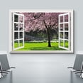 thumbnail image 3 of wall26 Canvas Print Wall Art Window View to Blooming Spring Cherry Blossoms Nature Wilderness Photography Realism Rustic Landscape Colorful Multicolor Ultra for Living Room, Bedroom, Office - 24&quot, 3 of 5