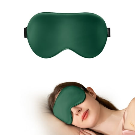THXSILK Sleep Mask, 100% Pure Mulberry Silk, Night Eye Shade with Elastic Strap/Headband, Sleep Mask for Your Eyes, Emerald Green