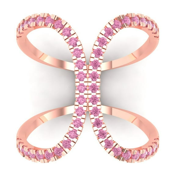 Statement Engagement Ring for Women - 0.5ct Simulated Pink Diamond in 14K Rose Gold Promise Ring