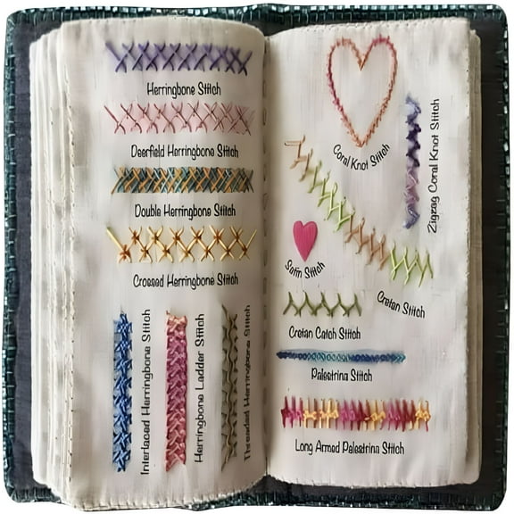 CCOCC DIY Stitch Book,Embroidery Stitch Book,Embroidery Sewing Book,Embroidery Book,Sewing Books for Beginners Adult (Type A)