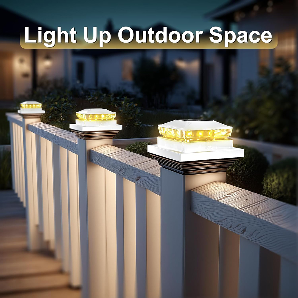 6 Pack Solar Post Cap Lights outdoor, Fence Post Solar Lights, Waterproof Outdoor Post Lights for Garden Patio Porch, 4x4 5x5 Vinyl/Wooden Posts