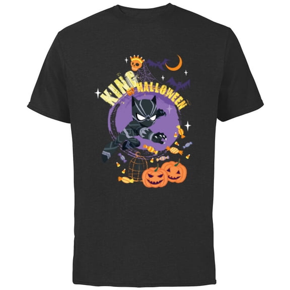 Marvel Black Panther King of Halloween - Short Sleeve Cotton T-Shirt for Adults - Customized-Black