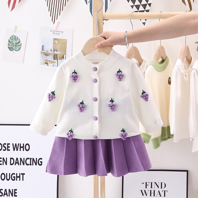 Nuevo vestido para niñas Niñas 1-8 años Otoño Invierno Niños Princesa Suéter lindo Vestido de punto Trajes de fiesta de cumpleaños Bebé niña VestidosTag 90 (18-24M) Gao Jinjia LED