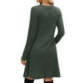 thumbnail image 4 of Long Sleeve Dress for Women Crew Neck Waist Tunic Dress with Pockets Green S, 4 of 6