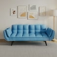 thumbnail image 6 of Aukfa 75" Flared Arm Futon Convertible Sofa Bed, Velvet Sleeper Couch for Home Office, Blue, 6 of 11