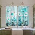thumbnail image 5 of Farmhouse Daisy Kitchen Curtains Butterfly Floral Rustic Vintage Small Short Cafe Rod Pocket Window Curtains Retro Teal Wooden Country Bathroom Tier Window Treatment Drapes 26x36 Inch, 5 of 6