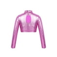 thumbnail image 2 of iiniim Kids Girls Long Sleeve Turtleneck Glossy Metallic Sports Dance Crop Tops Tight Shirt Dancewear, 2 of 7