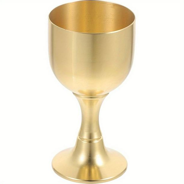 QUTETN Golden Communion Cup Mini Chalice Goblet Brass Altar Cup Wine Glasses Buddha Water Offering Bowl Holy Water Cups for Church Ritual Cocktail Water Shot Cup, 7. 60X4. 00X4. 0.0inch, Golden