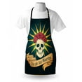 thumbnail image 3 of Day Of The Dead Apron Sugar Skull with Roses and Dia de los Muertos Print Grunge Style Artwork, Unisex Kitchen Bib Apron with Adjustable Neck for Cooking Baking Gardening, Dark Teal, by Ambesonne, 3 of 3