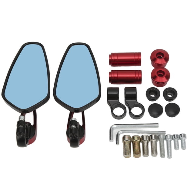 VOBOR Espejo retrovisor para Motocicleta, Espejo Trasero para ATV, Accesorios para automóvil, Giratorio de 360 Grados, Universal para Soporte de 8MM/10MM(Rojo)