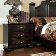 thumbnail image 2 of 1pc Nightstand Only Traditional Dark Walnut Solid wood 3-Drawers Ball Bearing Metal Glides Antique Brass Handles w/ Acrylic Accent Bedroom Furniture, 2 of 6