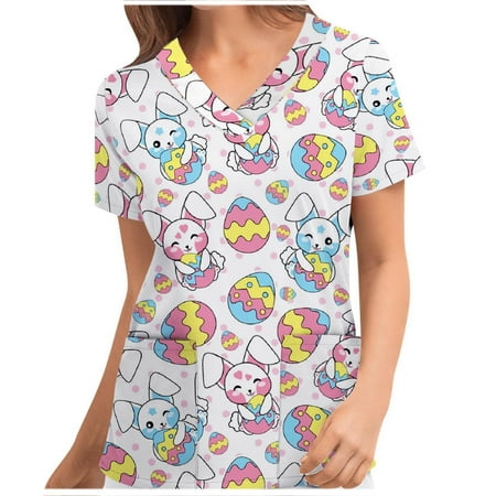 

Babysbule Women s Summer Clearance Tops Women Plue Size Animal Print Casual Short Sleeve V-neck Carer Top