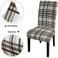 thumbnail image 4 of Chair Covers Coffee Color Checkered Washable Chair Cover Set of 6 Elastic Chair Cover for Kitchen Home or Party, 4 of 4