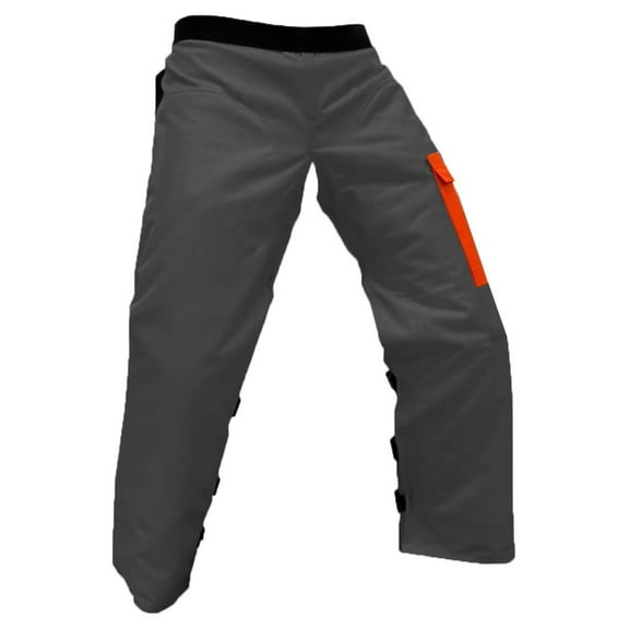 Chainsaw Chaps - Forestry Chainsaw Safety Gear Heavy Duty Apron Style Chap Pants With Adjustable Belt and Pocket 37" Gray/Orange