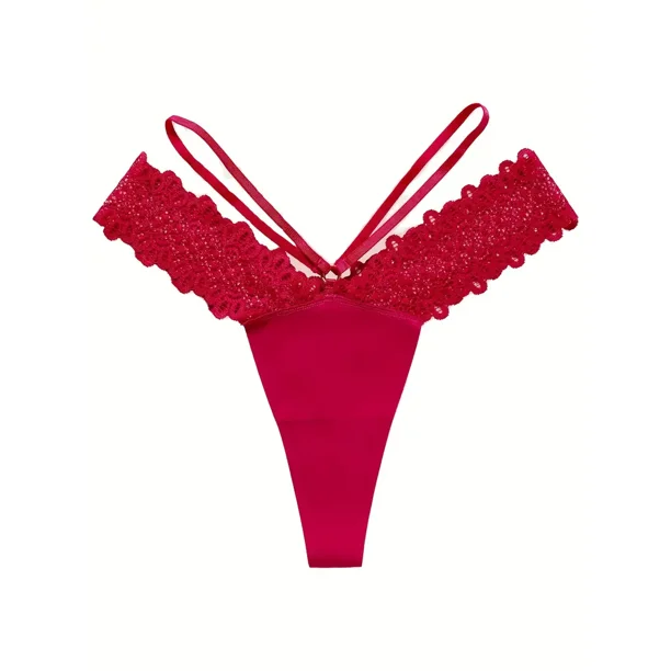 Tanga sexy con costuras de encaje, cintura baja, sin costuras, de secado rápido, lencería y ropa interior femenina.