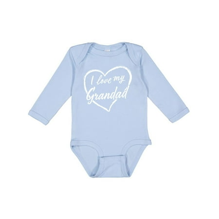

Inktastic I Love My Grandad in White Chalk Heart Gift Baby Boy or Baby Girl Long Sleeve Bodysuit
