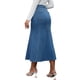 thumbnail image 3 of FALDA MAXI DE DENIM PARA MUJERES INSPIRE CHIC, CINTURA ALTA, AJUSTE CASUAL Y ACAMPANADA, FALDA LARGA DE JEAN TAMAÑO S AZUL, 3 of 6