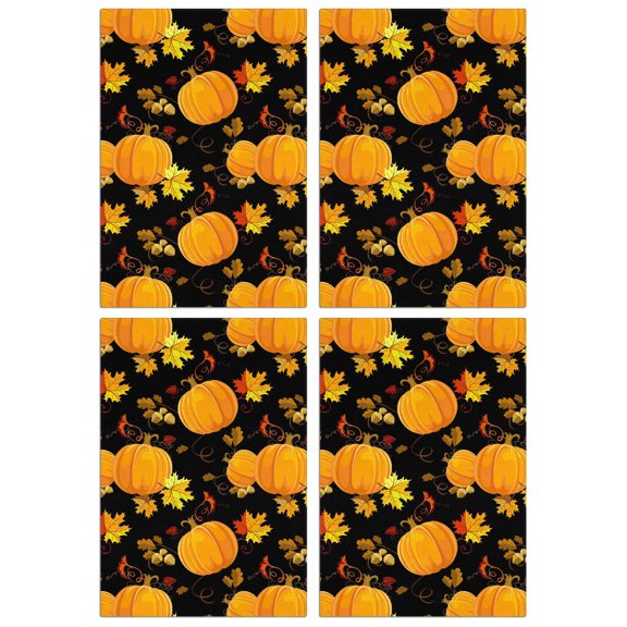 Harvest Maple Pumpkin Kitchen Towels Set of 4, Absorbent Soft Dish Towels, Fall Decor Hand Towels for Farmhouse