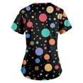 thumbnail image 3 of ADSSDQ Fun Scrub Tops Women Color Dots Printed Srcubs Tops Stretch Plus Size Short Sleeve V-Neck Working Nurse Uniform with Pockets Purple 4XL, 3 of 3