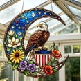 thumbnail image 6 of Independence Day Decoration 2D Acrylic Suncatcher Colorful Window Hanging, Moon Catcher Panel for Home Decor Car Garden Gift Vibrant Eagle & Moon Stained Glass Suncatcher, 6", 6 of 6