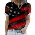 thumbnail image 2 of Lilgiuy Women's American Flag Tee Summer Round Neck Printed T-Shirts Casual Short Sleeve Lightweight Blouse, 2 of 4