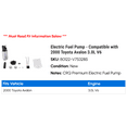 thumbnail image 2 of Electric Fuel Pump - Compatible with 2000 Toyota Avalon 3.0L V6, 2 of 2