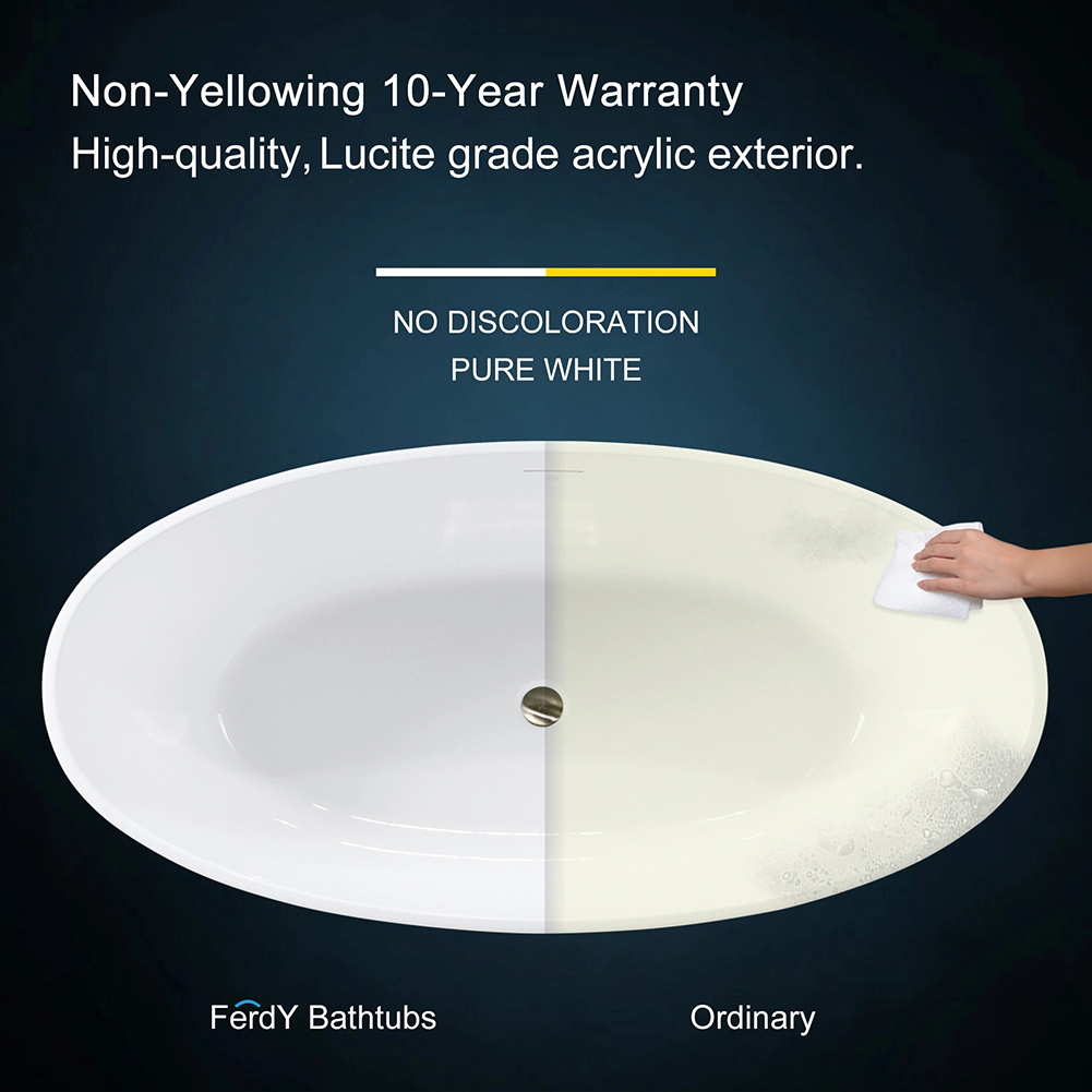 Kepooman 59" Oval Shape Stand Alone Acrylic Soaking SPA Tub, Modern Freestanding Bathtubs Kepooman 59" Oval Shape Stand Alone Acrylic Soaking SPA Tub, Modern Freestanding Bathtubs