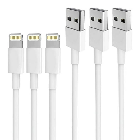 iPhone Charger Lot de 3 Câbles de Charge de 6 Pieds de Long Lightning vers USB Connecteur Rapide Synchronisation de Données Compatible avec iPhone 11 / TP Max/X/8/7/Plus/6S/6/SE/5S iPad