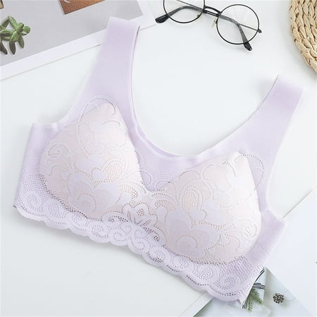 ZHENHONG Underwear Women s Wide Straps without Ring Gathered To Collect Side Breasts Large Size Tank Top Non Marking Bra Wireless Bras for Women