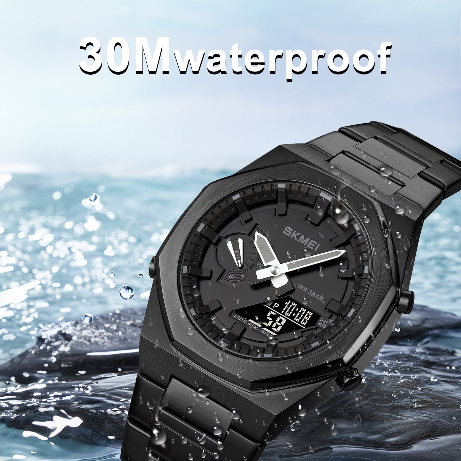 SKMEI Men's Digital Watch, Sports Waterproof Military Watches for Men LED Casual Stopwatch Alarm Tactical Men's Wrist Watches