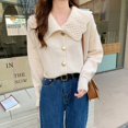 thumbnail image 3 of Cárdigan de punto con cuello de muñeca retro japonés para mujer, nuevo diseño de otoño, chaqueta de suéter de color sólido con estilo de fragancia pequeña de nicho, 3 of 5