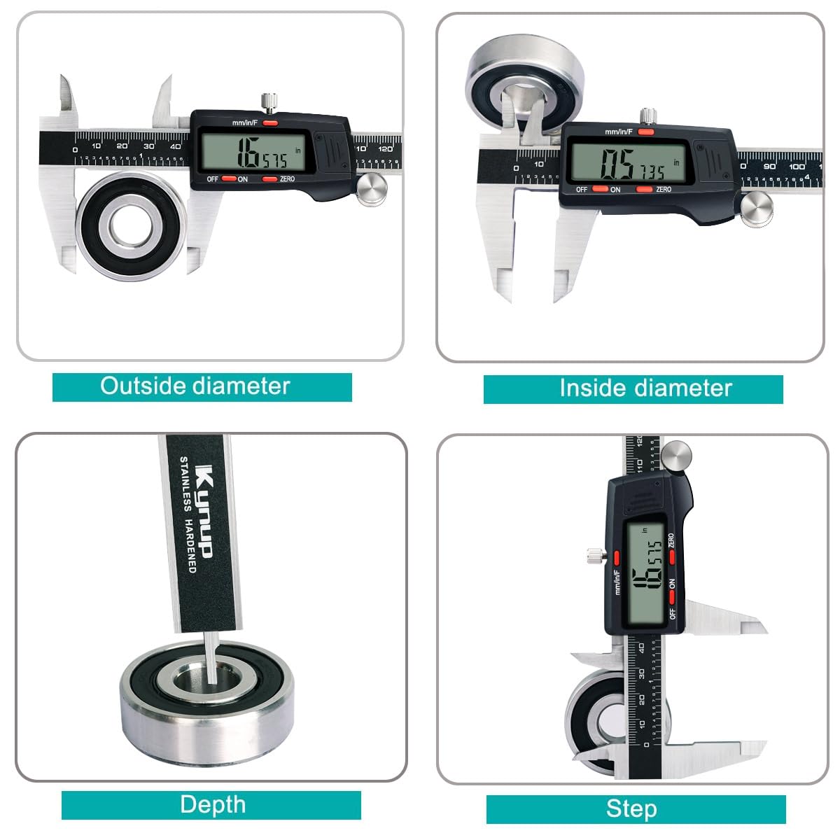 Digital Vernier Caliper, Caliper Measuring Tool, Outside Micrometer Dial Caliper with Stainless Steel, Large LCD Screen, Auto - Off Feature, Inch Metric Fraction Conversion (6Inch/150mm)