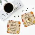 thumbnail image 4 of Honeii Thanksgiving With A Grateful Heart print Leather Coaster Set of 4, ideal for safeguarding your furniture from drinks spills and effortless cleanup-Square, 4 of 6