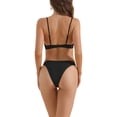 thumbnail image 3 of INSPIRAR CHIC Conjuntos de Bikini de Mujer con Halter y Aros, 2 Piezas, Tirantes Ajustables, Parte Inferior en Triángulo, Trajes de Baño, Talla X-Small, Negro, 3 of 5