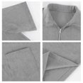 thumbnail image 6 of Kixjoy Quarter Zip Pullover Men Short Sleeve Corduroy Big and Tall Stand Collar Polo Shirt Casual Loose Fit Basic Pullover Tops with Pockets, Gray S, 6 of 9