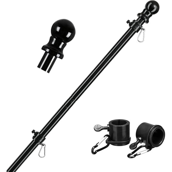Black s for Outside House - 5ft Tangle Free for House,Heavy Duty Metal Flagpole,Outdoor Flagpoles Residential for Porch,Fence (Without Bracket)