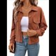 thumbnail image 1 of Chaquetas Informales de para Mujer, Chaquetas con Botones, Blusas de Larga de Moda para Otoño. Color Café M, 1 of 7