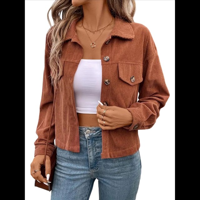 Chaquetas Informales de para Mujer, Chaquetas con Botones, Blusas de Larga de Moda para Otoño. Color Café S