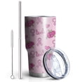 thumbnail image 2 of 30oz Pink Breast Cancer and Pioneer Flower Tumblers Stainless Steel Tumbler with Lid and Straw,Vacuum Insulated Double Wall Travel Tumbler Cups Mug with Cleaning Brush for Coffee,Tea, 2 of 7