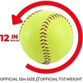 thumbnail image 2 of Yellow Sports Practice Softballs, 12-inch Official Size And Weight Softball, Unmarked & Leather Covered Training Ball For Games, Practice1pcyellow, 2 of 5