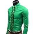 thumbnail image 2 of Hevirgo Fashion Men Solid Color Long Sleeve Buttons Down Shirt Slim Formal Business Top, 2 of 8